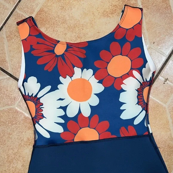 Seea Lido Blue and Orange Floral One Piece Swimsuit - Picture 2 of 6